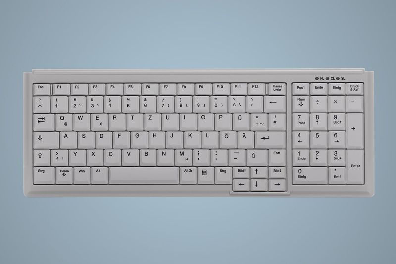 Industry-4.0-Compact-Notebook-Style-Keyboard-with-NumPad---Corded---QWERTY---Light-Grey