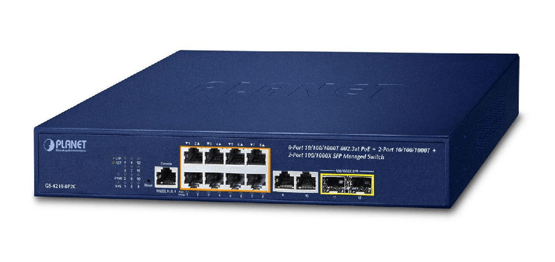 PLANET-IPv4-IPv6-8-Port-Managed-Gestito-L2-L4-Gigabit-Ethernet-10-100-1000-Supporto-Power-over-Ethernet-PoE-1U-Blu--IPv4