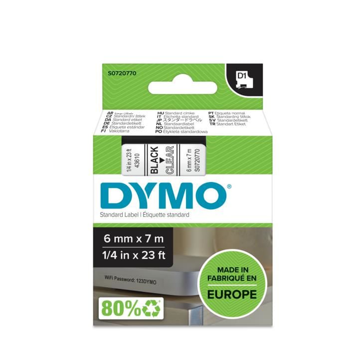 DYMO-D1---Standard-Etichette---Nero-su-trasparente---6mm-x-7m