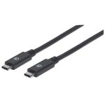 Manhattan 355223 cavo USB 1 m USB 3.2 Gen 2 3.1 Gen 2 USB C Nero (USB-C to USB-C Cable 1m Male to Male Black 10 Gbps USB