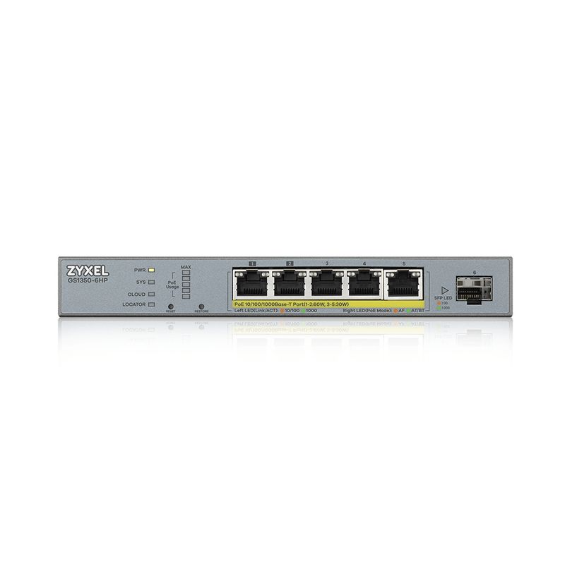 Zyxel-GS1350-6HP-EU0101F-switch-di-rete-Gestito-L2-Gigabit-Ethernet--10-100-1000--Supporto-Power-over-Ethernet--PoE--Gri