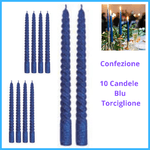 Candele  torciglione blu set 10 candela candelieri decorazioni natalizie vintage addobbi di natale creazione centrotavola natalizio  tavola