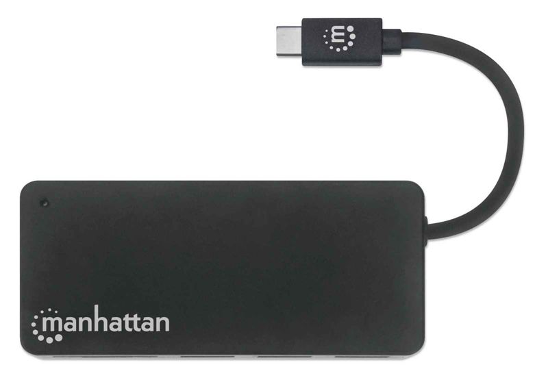 Manhattan-164948-replicatore-di-porte-e-docking-station-per-laptop-USB-2.0-Type-C-Nero--USB-C-Dock-Hub-with-Card-Reader-