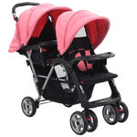 VidaXL 10157 carrozzina Passeggino classico 2 seduta(e) Nero, Rosa