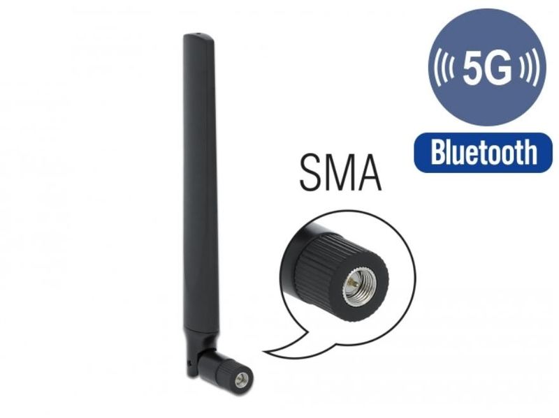 Delock-Antenna-5G-LTE-SMA-plug--3.3---1.3-dBi-omnidirezionale-con-giunto-inclinabile-nero