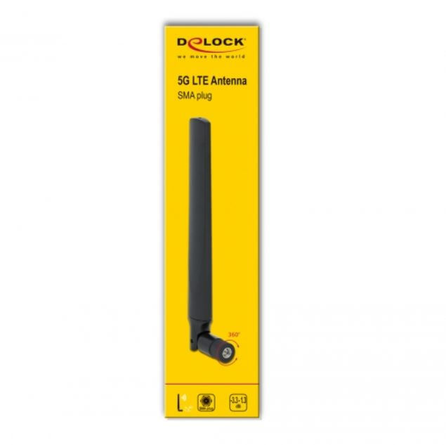 Delock-Antenna-5G-LTE-SMA-plug--3.3---1.3-dBi-omnidirezionale-con-giunto-inclinabile-nero