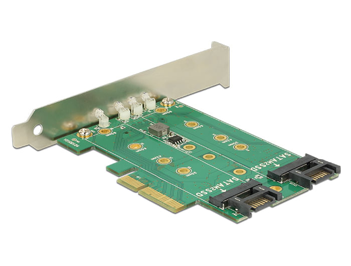 DeLOCK-PCI-Express-Card->-3-x-M.2-Slot---Speicher-Controller---M.2--M.2----M.2-Card---SATA-6Gb-s-Low-Profile---PCIe-3.0-