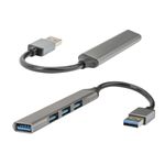 Hub-4smarts-4in1-3x-USB-A-2.0-1x-USB-A-3.0-grigio-siderale