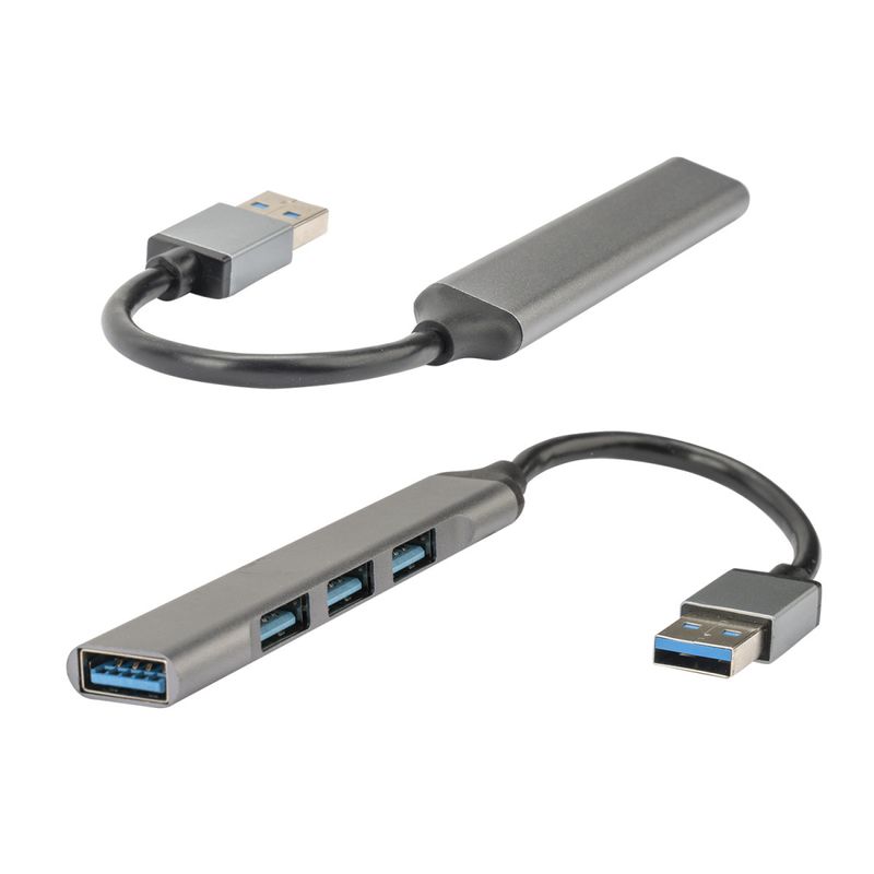 Hub-4smarts-4in1-3x-USB-A-2.0-1x-USB-A-3.0-grigio-siderale