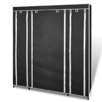 vidaXL-Armadio-in-Tessuto-con-Scomparti-e-Aste-45x150x176-cm-Nero