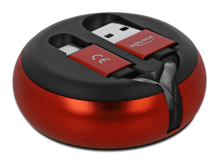 Delock-USB--Cable-Snail--Tipo-A-a-USB-C-cavo-arrotolabile-nero-rosso