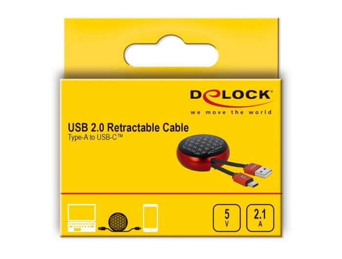 Delock-USB--Cable-Snail--Tipo-A-a-USB-C-cavo-arrotolabile-nero-rosso