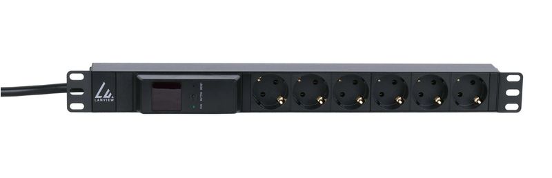 Lanview-LVR261876S-unit--di-distribuzione-dell-energia-PDU-6-presae-AC-1U-Nero--19--rack-mount-power-strip---1U-16A-with