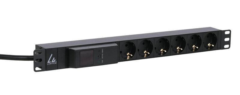 Lanview-LVR261876S-unit--di-distribuzione-dell-energia-PDU-6-presae-AC-1U-Nero--19--rack-mount-power-strip---1U-16A-with