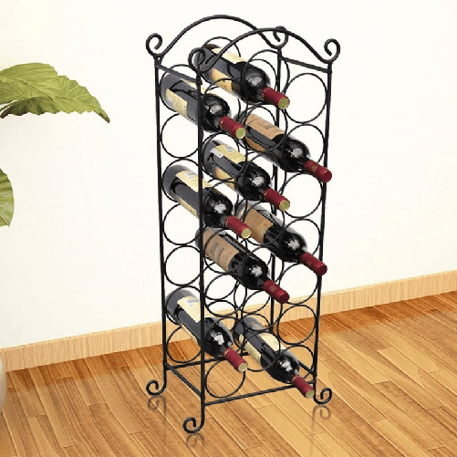 vidaXL-Porta-Bottiglie-di-Vino-per-21-Bottiglie-in-Metallo