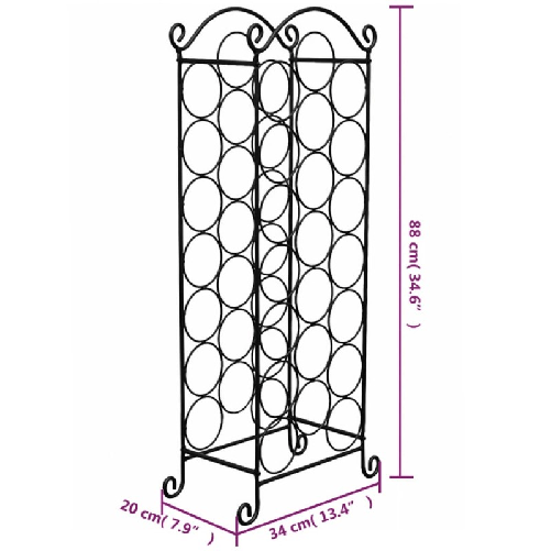 vidaXL-Porta-Bottiglie-di-Vino-per-21-Bottiglie-in-Metallo