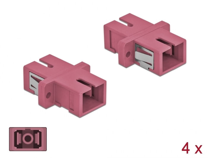 DeLOCK---Accoppiatore-di-rete---SC-multimodale--W--a-SC-multimodale--W----fibra-ottica---OM4---viola--confezione-da-4---