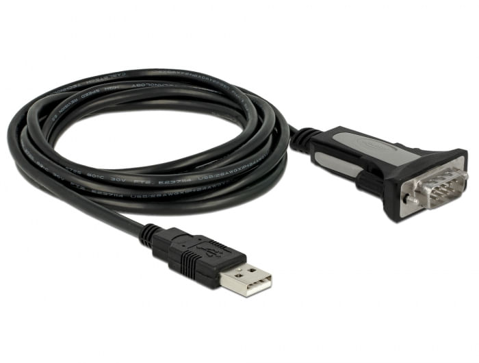 DeLOCK---Cavo-USB-seriale---Da-USB--M--a-RS-232--M----4-m---viti-a-testa-zigrinata---nero