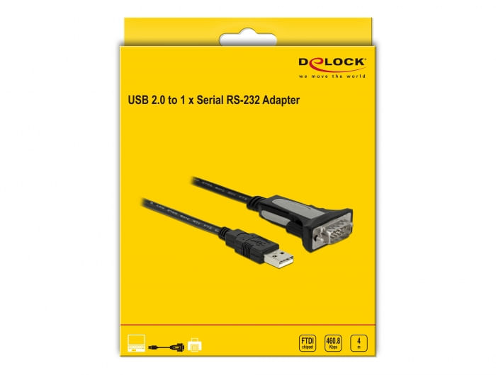 DeLOCK---Cavo-USB-seriale---Da-USB--M--a-RS-232--M----4-m---viti-a-testa-zigrinata---nero