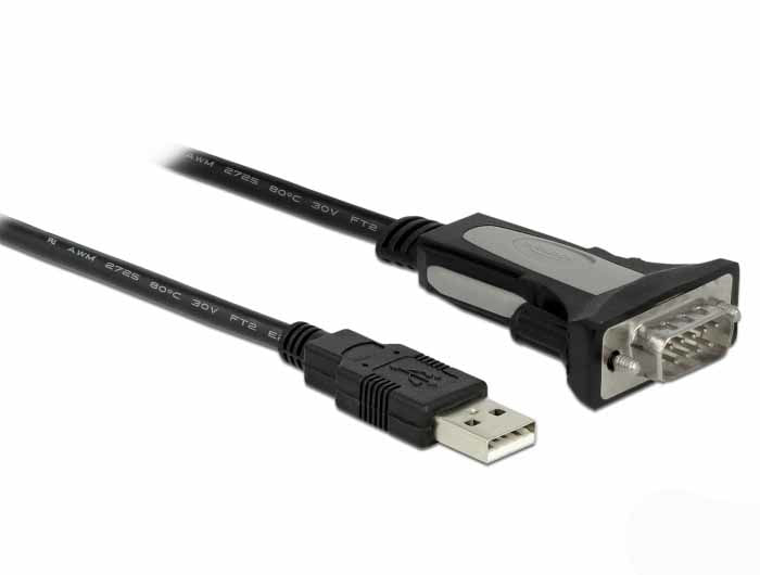 DeLOCK---Cavo-USB-seriale---Da-USB--M--a-RS-232--M----4-m---viti-a-testa-zigrinata---nero