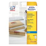 Avery Zweckform Avery J4722-25 etichetta autoadesiva Rettangolo con angoli arrotondati Permanente Trasparente 250 pz