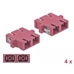 DeLOCK - Accoppiatore di rete - SC multimodale (W) a SC multimodale (W) - fibra ottica - OM4 - viola (confezione da 4) (