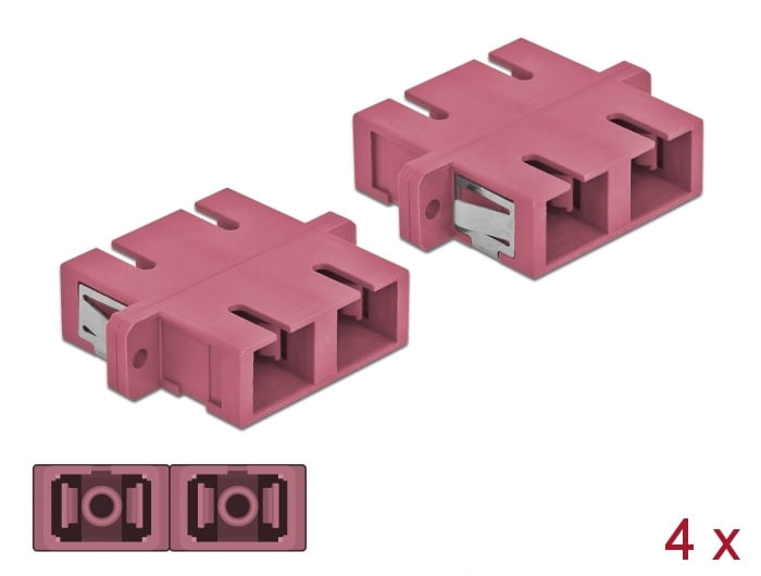 DeLOCK---Accoppiatore-di-rete---SC-multimodale--W--a-SC-multimodale--W----fibra-ottica---OM4---viola--confezione-da-4---