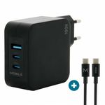 Mobilis Charger 100W 2USB C 1USBA GaN cable 100W Computer portatile Smartphone Tablet Nero AC Interno (WALL CHARGER - 10