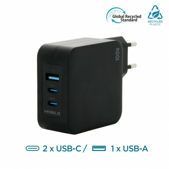 Mobilis-Charger-100W-2USB-C-1USBA-GaN-cable-100W-Computer-portatile-Smartphone-Tablet-Nero-AC-Interno--WALL-CHARGER---10