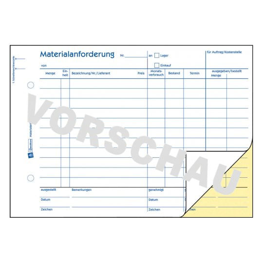 AVERY-Zweckform-modulo-fabbisogno-materiale-libro-1110-DIN-A5-orizzontale-2x-50-pagine