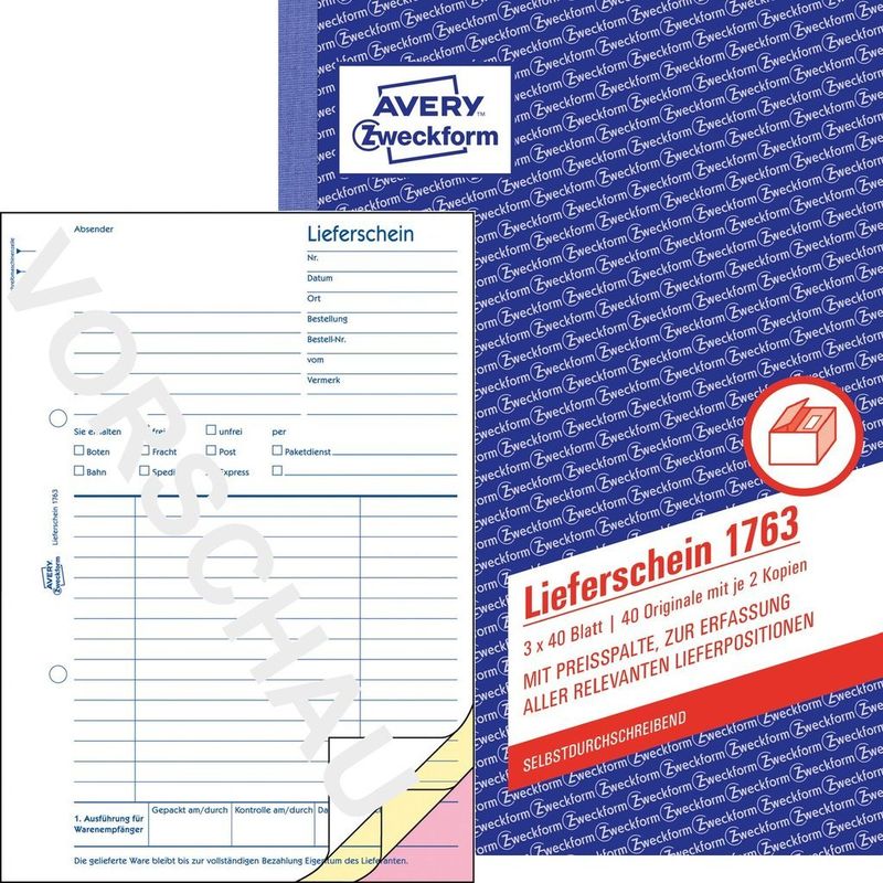 AVERY-Zweckform-modulo-bolla-di-consegna-libro-con-colonna-prezzo-1763-DIN-A5-3x-40-pagine