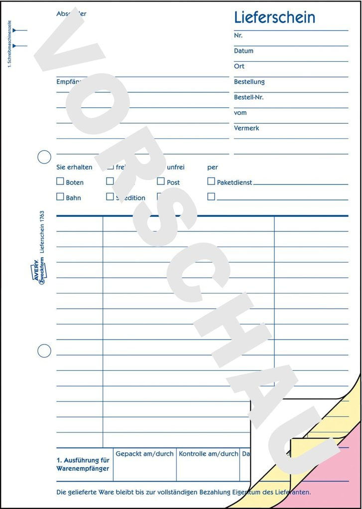 AVERY-Zweckform-modulo-bolla-di-consegna-libro-con-colonna-prezzo-1763-DIN-A5-3x-40-pagine