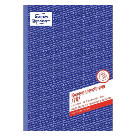 AVERY-Zweckform-modulo-libro-cassa-EDV-1757-DIN-A4-2x-40-pagine