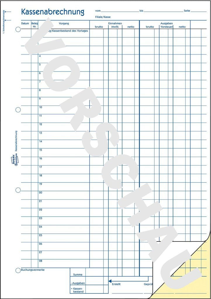 AVERY-Zweckform-modulo-libro-cassa-EDV-1757-DIN-A4-2x-40-pagine