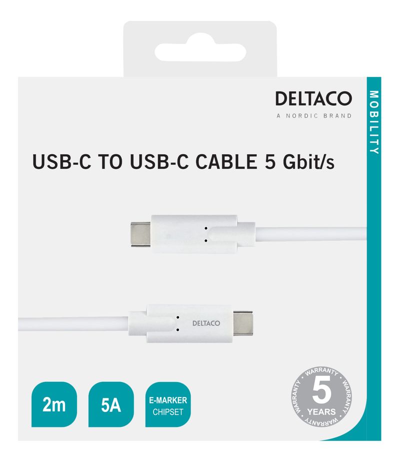 Deltaco-USBC-1504M-USB-Kabel-USB-3.2-Gen-1--3.1-Gen-1--2-m-Weiß--USBC-1504M-