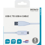 Deltaco USBC-1010M USB Kabel USB 2.0 1,5 m USB A Weiß (USBC-1010M)