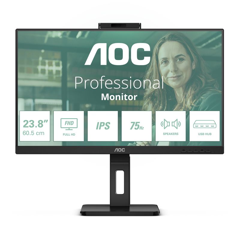 Aoc-Monitor-238-Led-Ips-Fhd-16-9-4Ms-300-Cdm-Webcam-Pivot-Dp-Hdmi-Multimediale