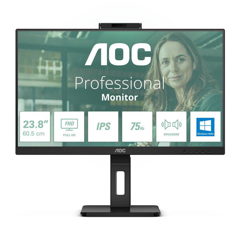 Aoc-Monitor-238-Led-Ips-Fhd-16-9-4Ms-300-Cdm-Webcam-Pivot-Dp-Hdmi-Multimediale