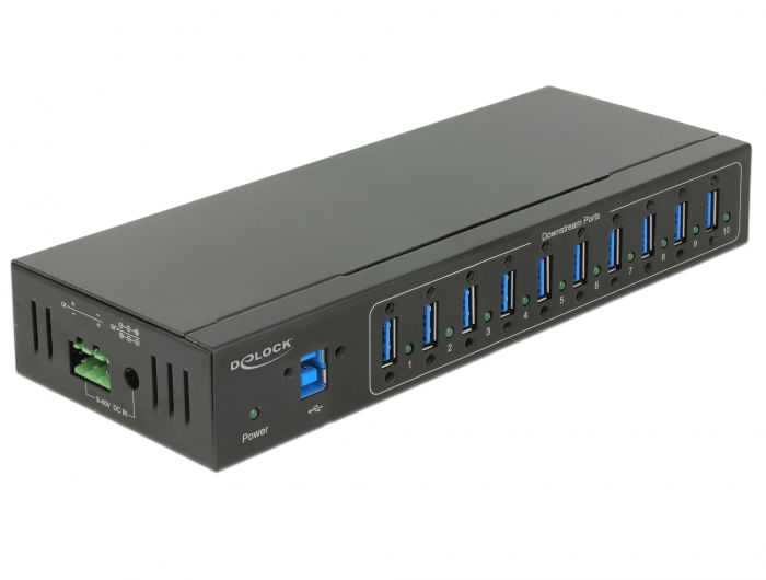 DeLock-External-Industry-Hub-10-x-USB-3.0-Type-A-with-20-kV-ESD-protection---Hub---10-x-SuperSpeed-USB-3.0---an-DIN-Schi