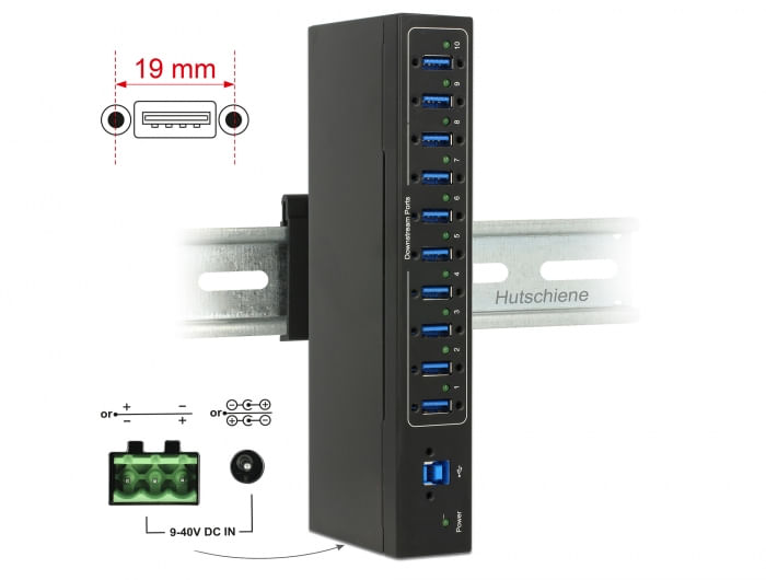 DeLock-External-Industry-Hub-10-x-USB-3.0-Type-A-with-20-kV-ESD-protection---Hub---10-x-SuperSpeed-USB-3.0---an-DIN-Schi