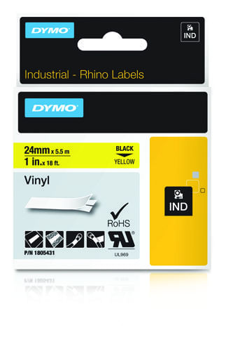 DYMO-Etichette-in-vinile-IND--Dymo-1805431-24mm-Black-on-Yellow-