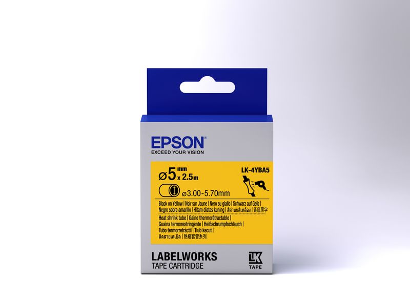 Epson-Guaina-Termorestringente-Gialla-per-testo-Nero-Heat-Srink-Tube-D5mm--25-LK-4YBA5