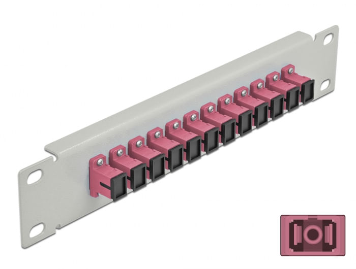 Delock-Pannello-patch-in-fibra-ottica-da-10--12-porte-SC-simplex-viola-1-U-grigio