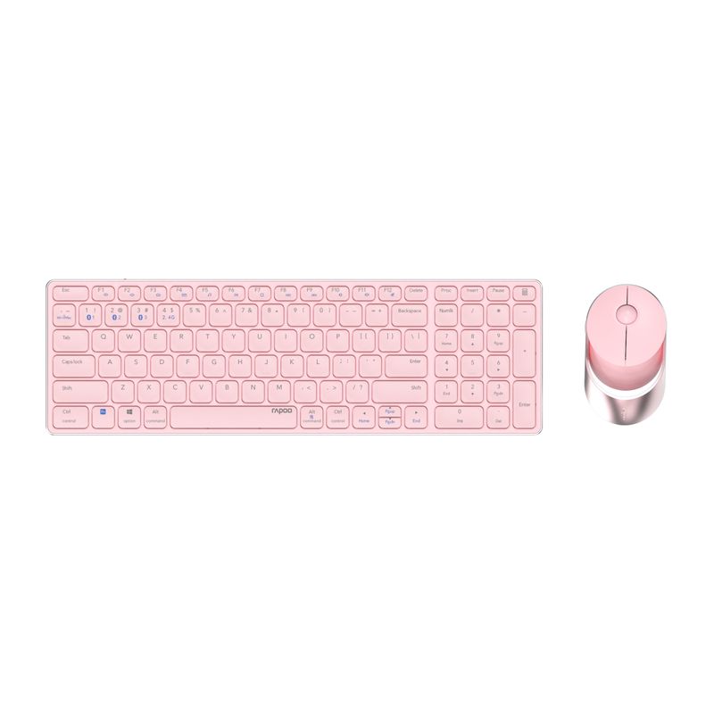 Rapoo-9750M-tastiera-Mouse-incluso-RF-senza-fili--Bluetooth-QWERTZ-Tedesco-Rosa