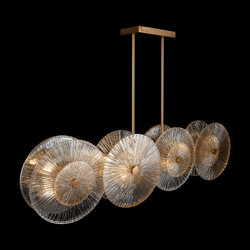 Lampadario-Contemporaneo-Aster-Lineare-Metallo-Oro-8-Luci-Con-Diffusore-In-Vetro