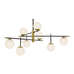 Lampadario-Contemporanea-Nostalgia-Metallo-Oro-Opaco-9-Luci-Diffusori-Bianchi