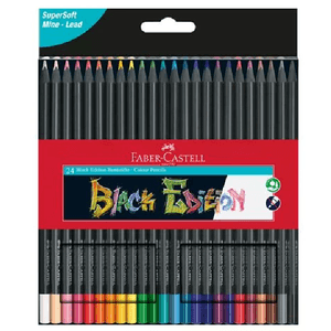 Faber Castell Faber-Castell Black Edition Confezione da 24 matite colorate - Mina super morbida - Legno nero