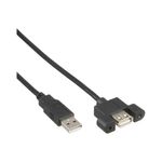 InLine Cavo USB 2.0 pannello A femmina / A maschio 06m (Kabel USB 2.0 Stecker A auf Einbaubuchse A 06m black mit Halteru