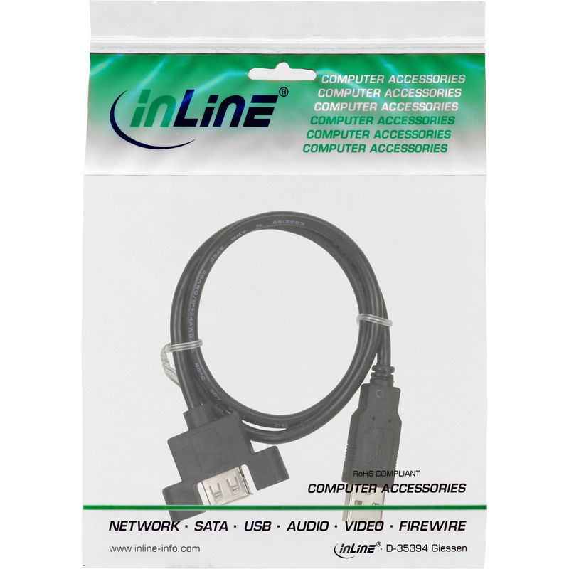 InLine-Cavo-USB-2.0-pannello-A-femmina---A-maschio-06m--Kabel-USB-2.0-Stecker-A-auf-Einbaubuchse-A-06m-black-mit-Halteru