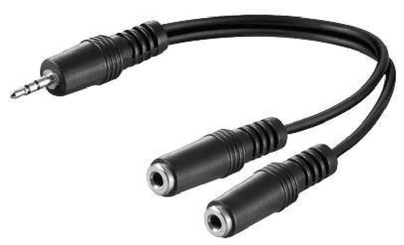 Microconnect-3.5mm---2-x-3.5mm-M-F-cavo-audio-02-m-Nero--3.5mm-Minijack-Y-Cable-0.2m---3.5mm-Minijack-Y-Adapter---Cable-